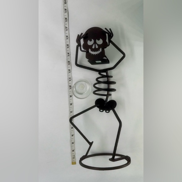 PartyLite Bones Skeleton Votive Holder Black Metal Halloween Decor Retired - Picture 4 of 7